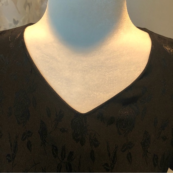 90s Laura Ashley black rose jacquard maxi dress size 4 amazing vtg condition EUC - Picture 3 of 7